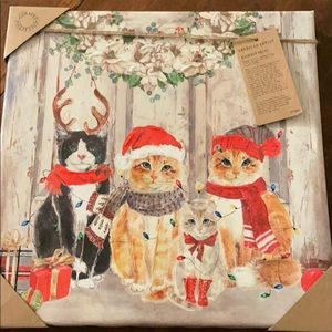 Three cats dressed up for Christmas poster